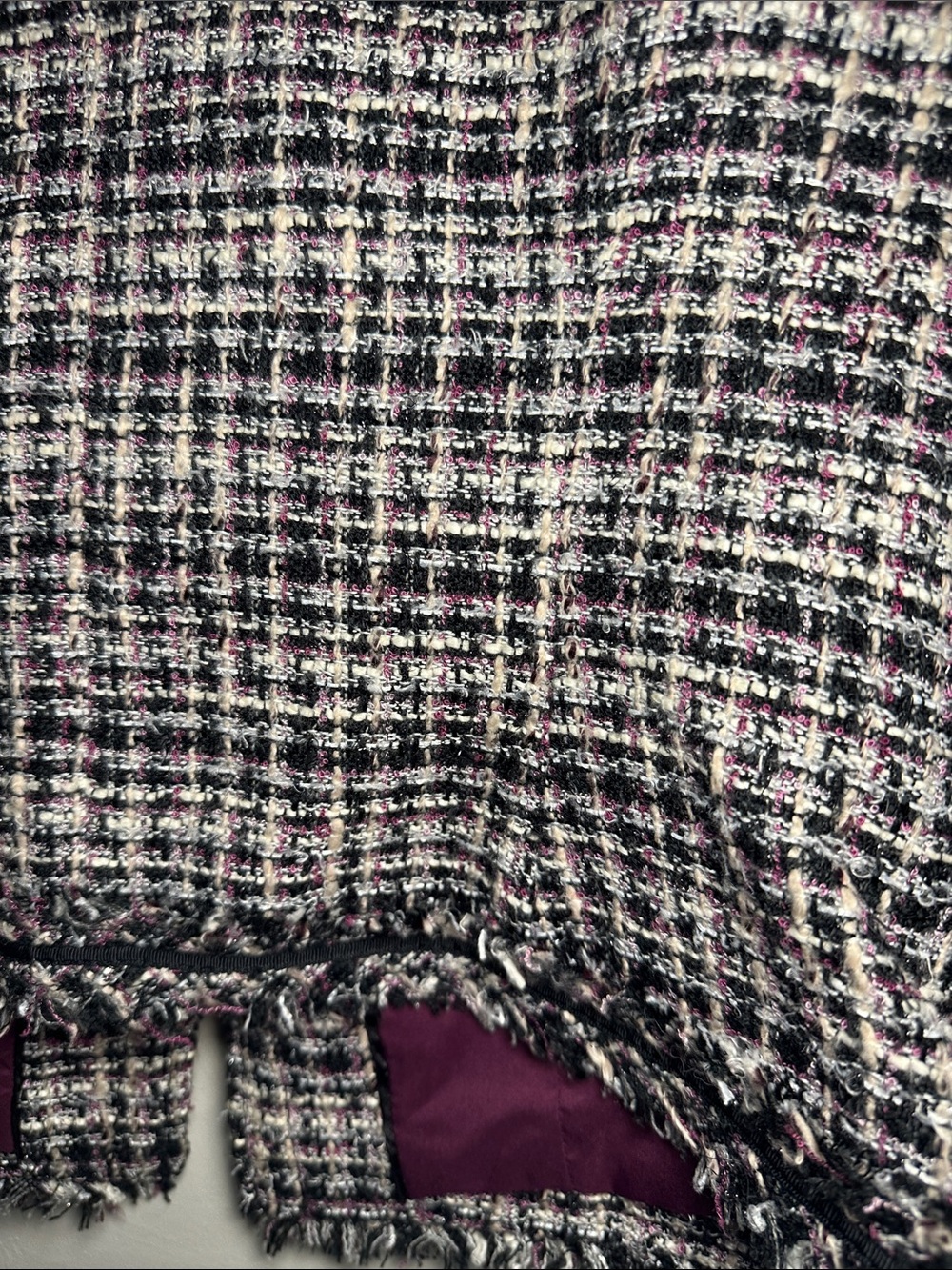 White House Black Market Black White and Plum Tweed Blazer - Picture 8 of 11